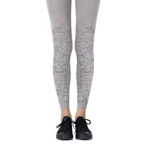 Zohara Cat Print Leggings Grey Women Light greyblack Tights